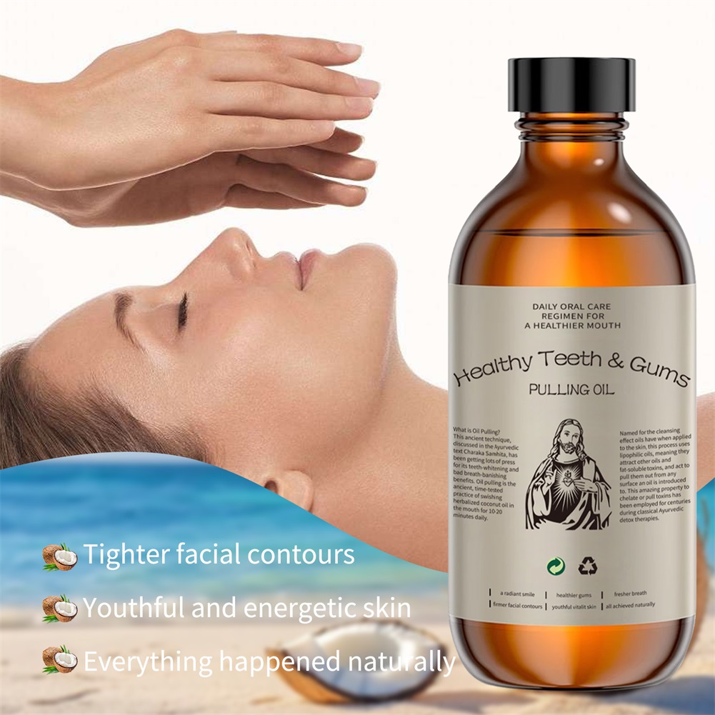 Teeth Whitening Oil Pulling - Cocos puxando leo bucal clareia os