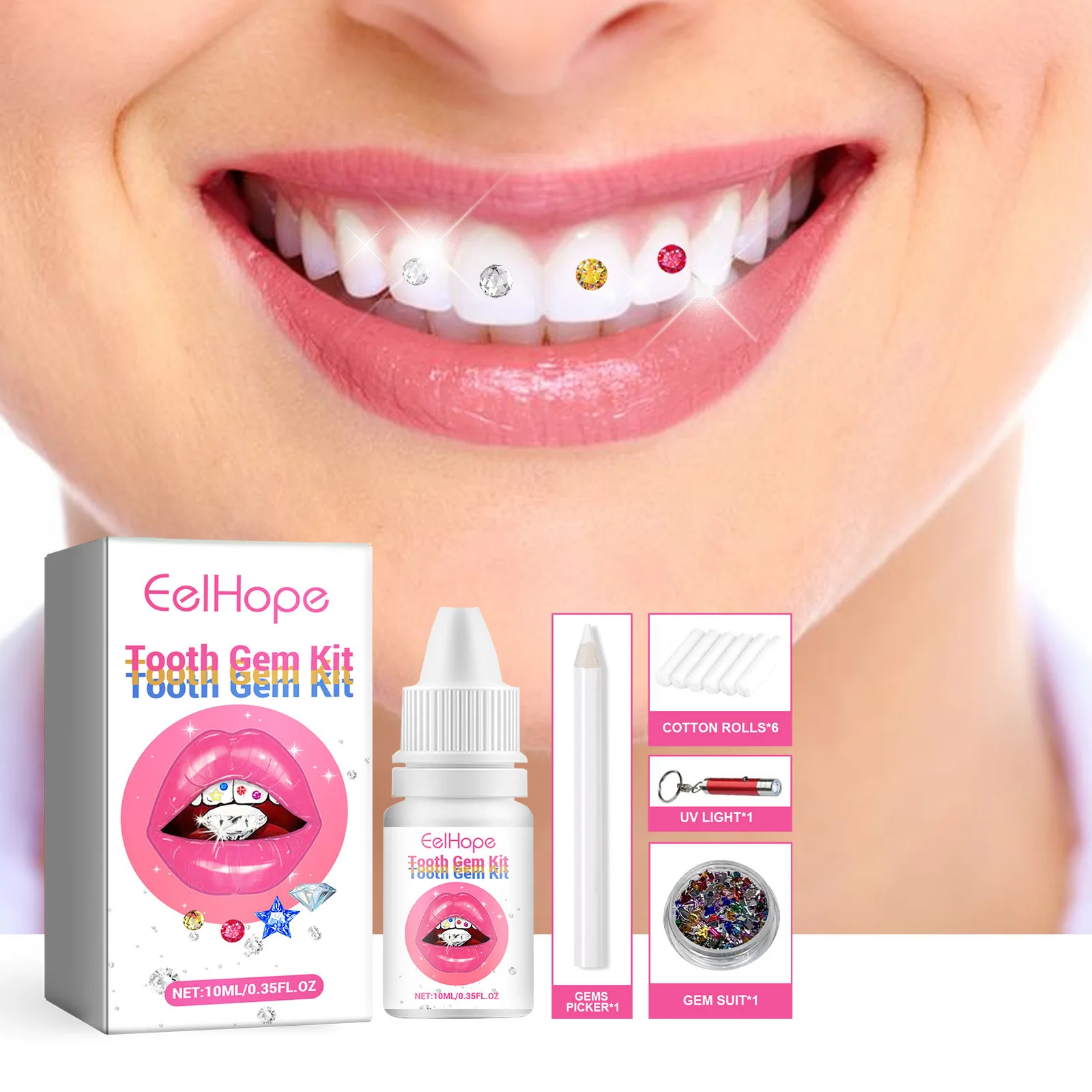 Teeth Whitening Light Kit - Kit de Joias Dentárias DIY: Decoração
