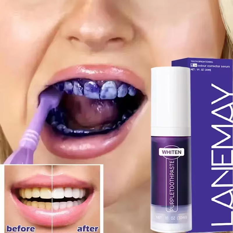 Teeth Whitening Charcoal Powder - V34 roxo dentes branqueamento creme dental