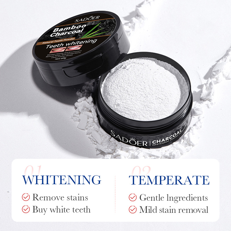 60g pó de clareamento dental a - Teeth Whitening Charcoal Powder avaliação e preço