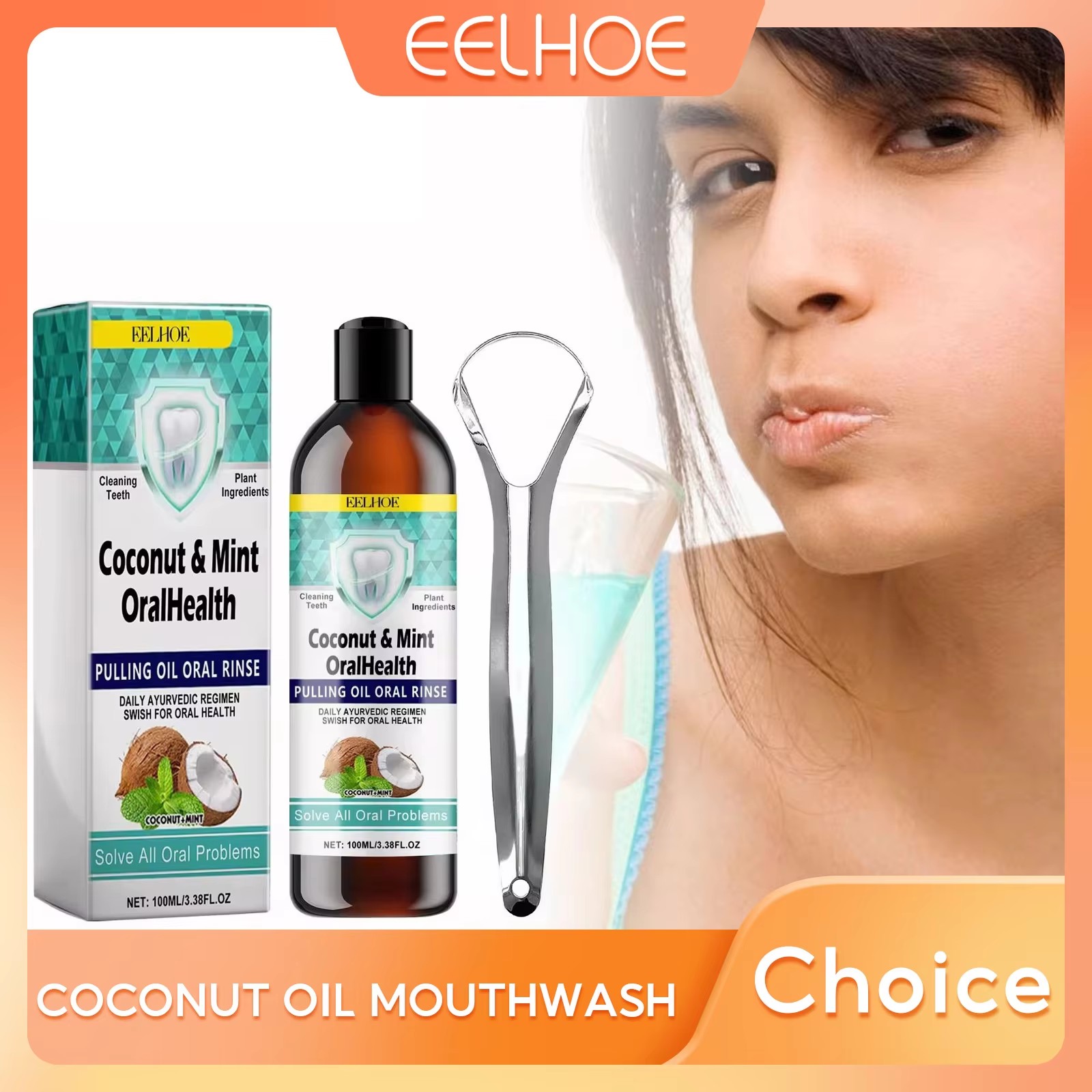 Eelhoe hortelã óleo de coco pu - Teeth Whitening Oil Pulling avaliação e preço
