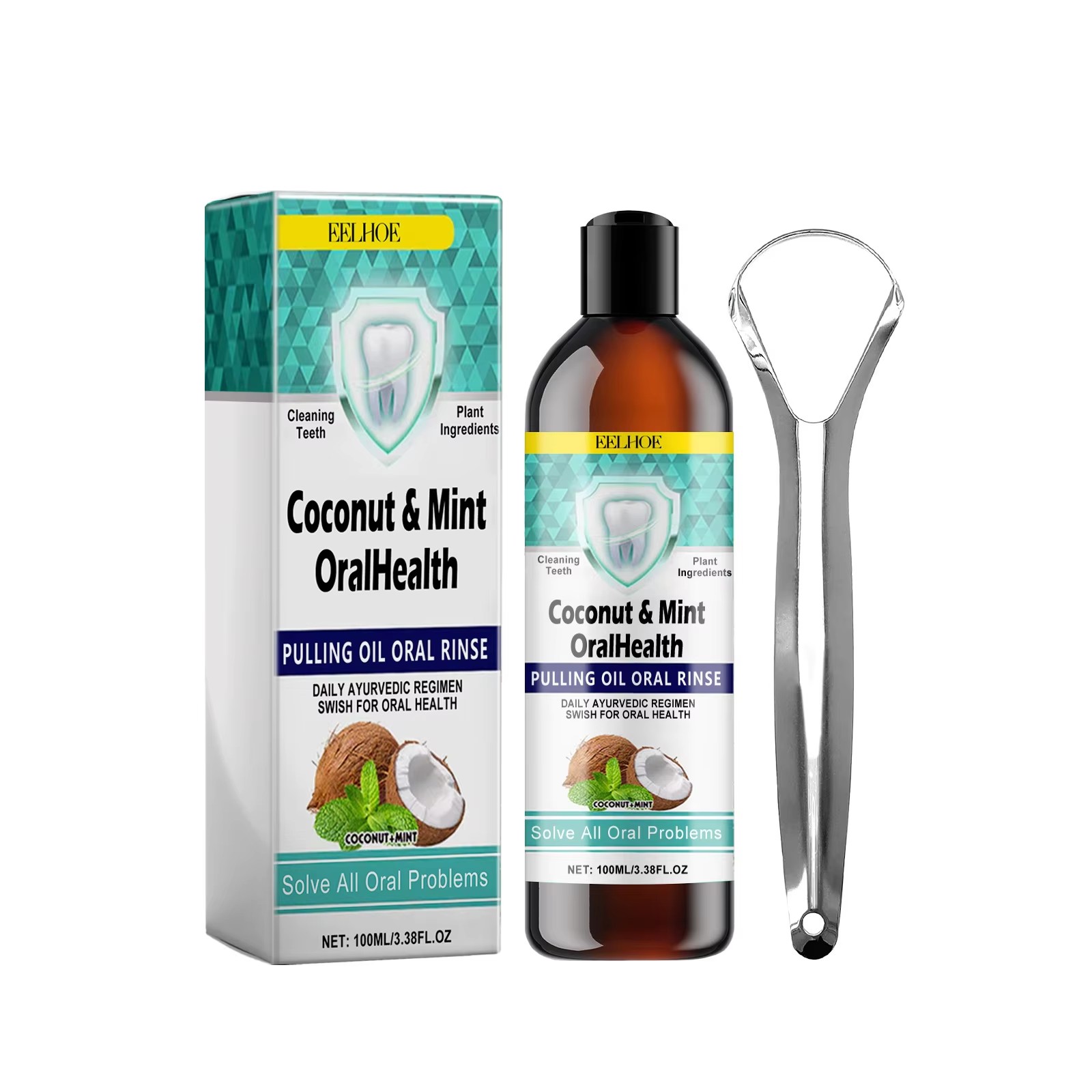 Eelhoe hortelã óleo de coco pu - Teeth Whitening Oil Pulling avaliação e preço