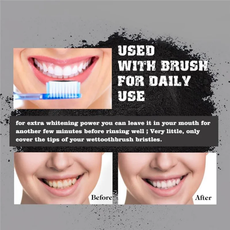 Pó de carvão para dentes de qu - Teeth Whitening Charcoal Powder avaliação e preço